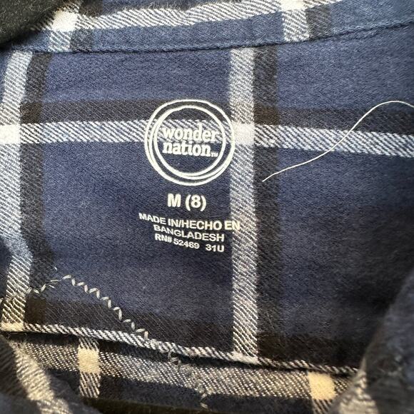 Moose Kids Plaid Flannel Button Down Shirt MEDIUM Unique Ombre Upcycled - Picture 4 of 5